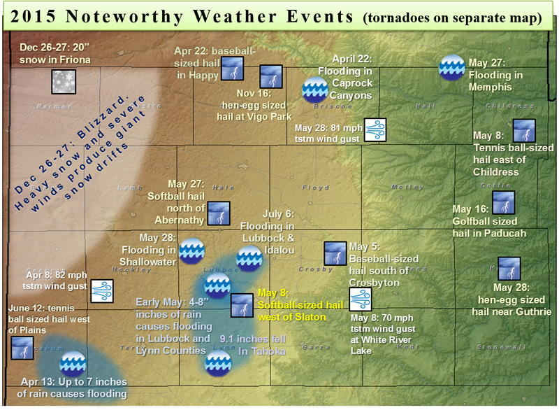 map with significant weather events from 2015