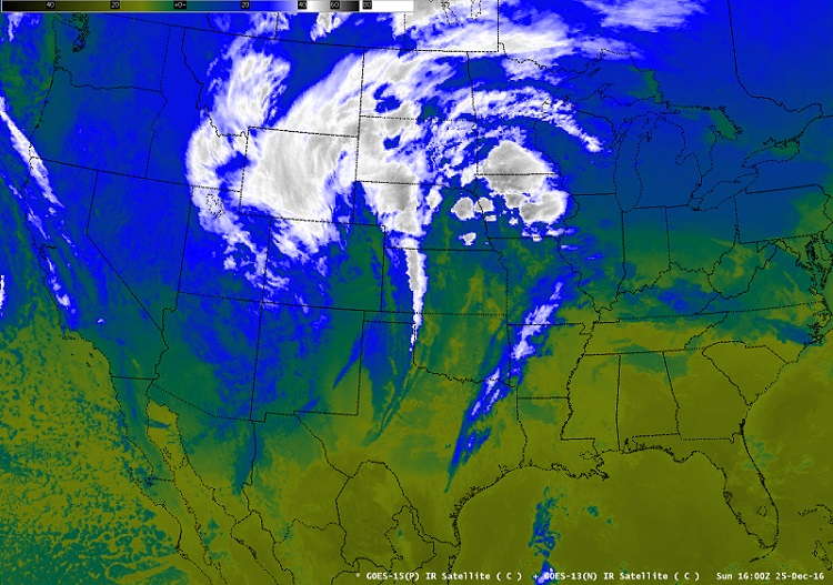 Satellite image on Sunday, December 25, 2016.