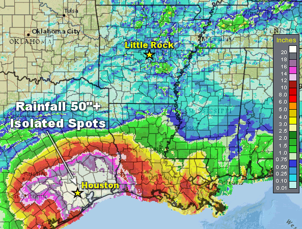 Ninety six hour (four day) rainfall through 1200 am CDT on 08/30/2017.