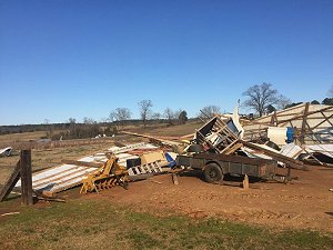 This barn was leveled east of Cleveland (Conway County).