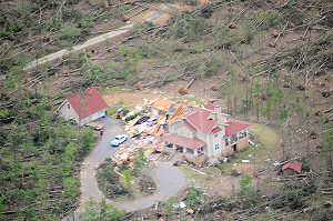 Heading northeast from Ferndale (Pulaski County), this was one of the first houses hit by a monster tornado (rated EF4).