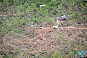 Blowdowns of trees by the tornado was impressive at times.