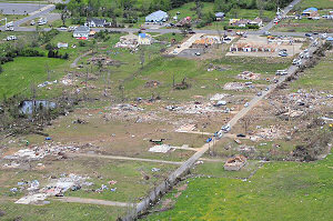 Houses were gone on Cemetery Street in town.