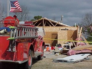 The volunteer fire station at Joy (White County) could not escape a tornado (rated F2) on 01/21/1999.