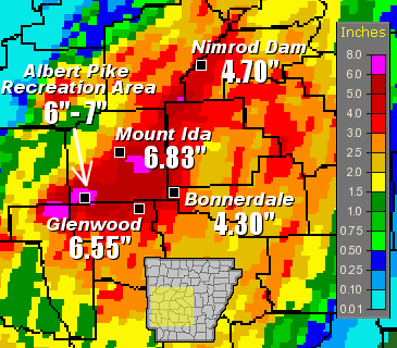 Twenty four hour precipitation through 700 am CDT on 06/11/2010.