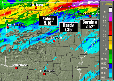 Twenty four hour rainfall as of 7 am CDT on 09/23/2006.