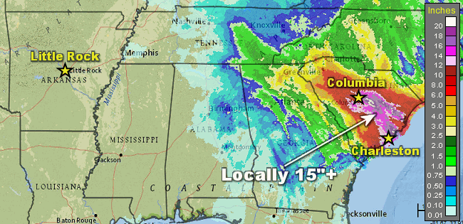 Forty eight hour rainfall through 100 am CDT on 10/05/2015.