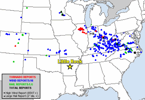 Severe weather reports on June 22-23, 2016.