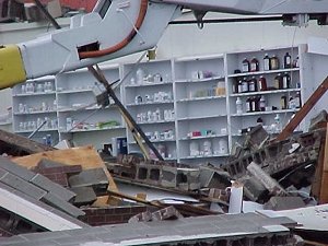 A grocery store was destroyed on 17th and Main in Little Rock (Pulaski County) on 01/21/1999. Medicine bottles were unharmed.