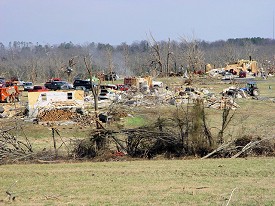 This subdivision was not spared, with several homes heavily damaged.