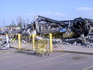 This discount store in Vilonia (Faulkner County) was mangled and barely recognizable.