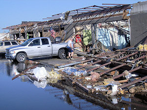 This strip mall in town was gutted by the tornado.