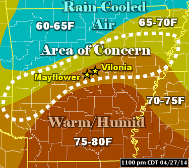 The pattern at 1100 pm CDT on 04/27/2014.