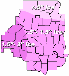 Ice accumulations on December 25-28, 2000.