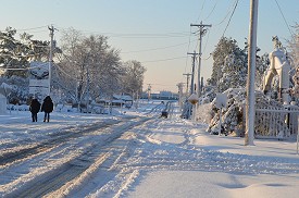 A couple of people braved the elements on Brookswood Road.