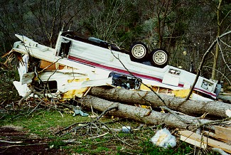 A camping trailer was overturned at a recreational area near Allison (Stone County).