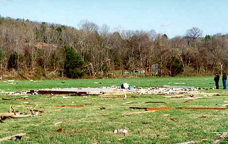 A house was wiped from its foundation in Riverside subdivision along the White River just south of Sylamore (Izard County).