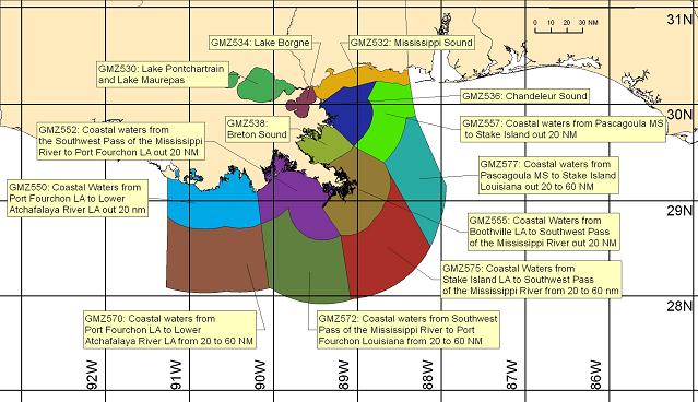 Coastal Marine Forecasts by Zone - New Orleans, LA