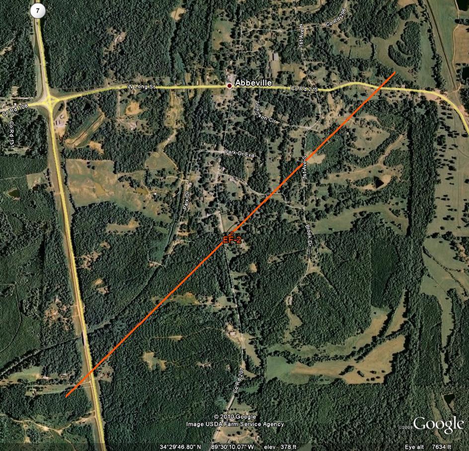 Track of Lafayette Tornado