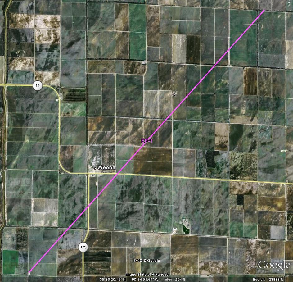 Track of Poinsett Tornado