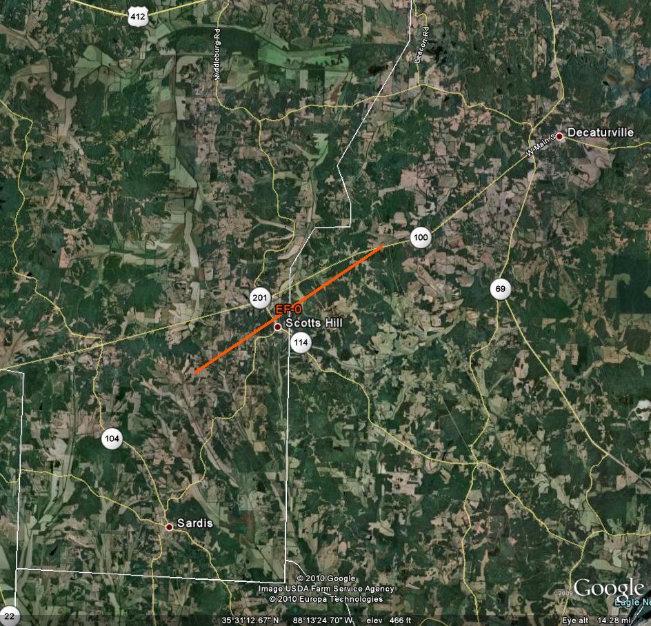 Track of Henderson Tornado