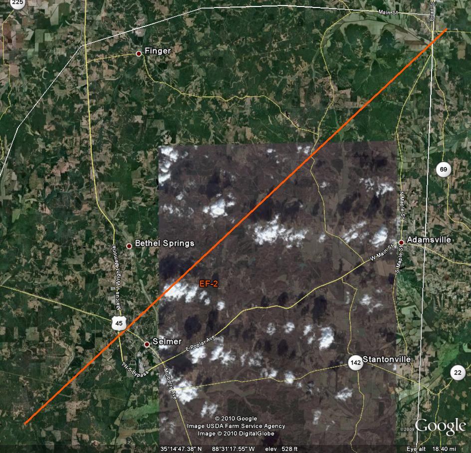 Track of McNairy-Hardin Tornado