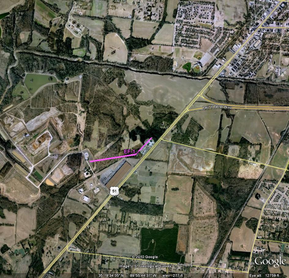 Track of Shleby Tornado