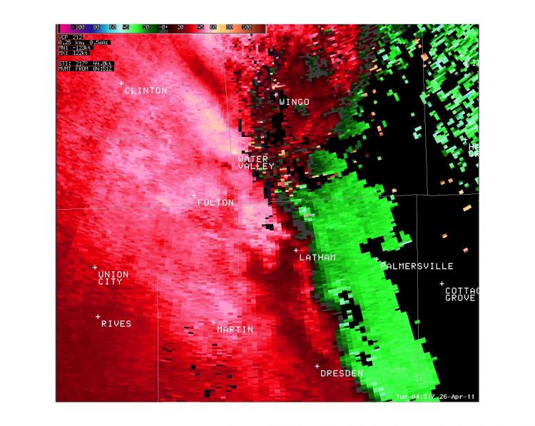 Tornado just after forming northeast of Martin, TN.