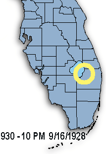 Eye of 1928 hurricane near Lake Okeechobee