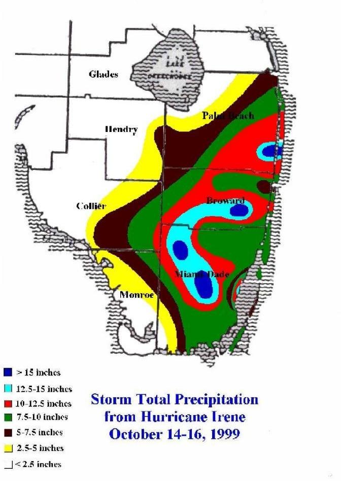 Storm total rainfall from Irene