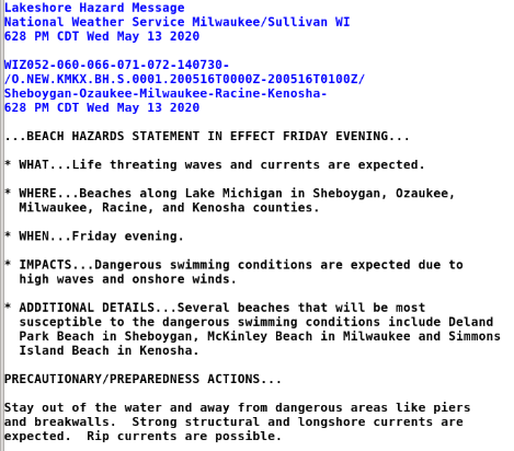 Sample Beach Hazards Statement