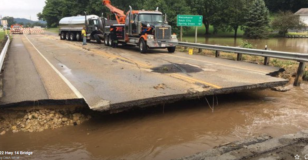 Highway 14 flood damage