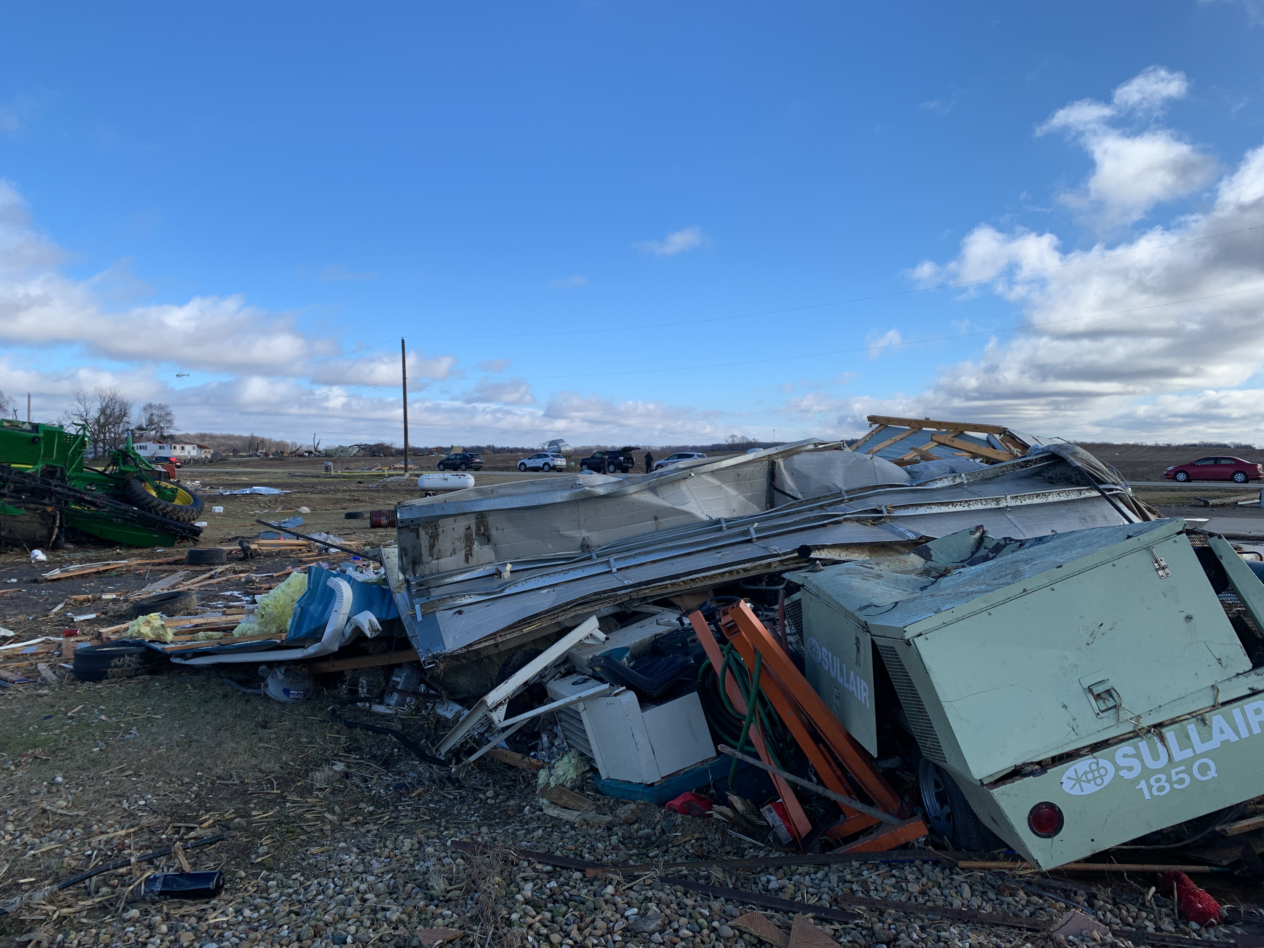 Extensive damage to a farm