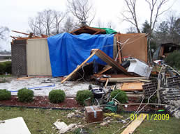 Carport roof removed from house near Boykin Blvd