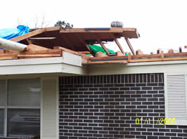 Half the roof missing from house near Boykin Blvd