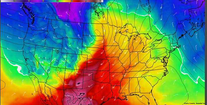 850mb temperatures and winds