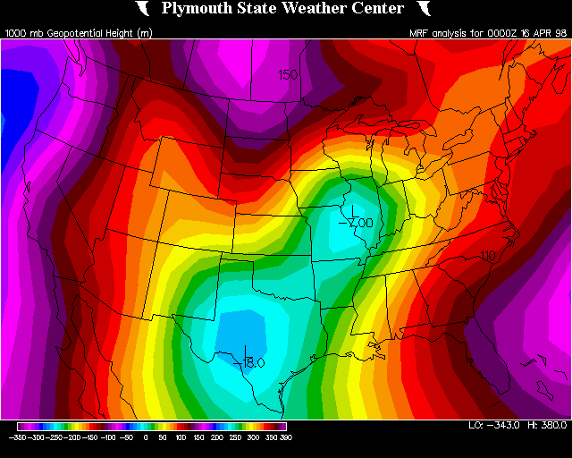 1000 mb heights