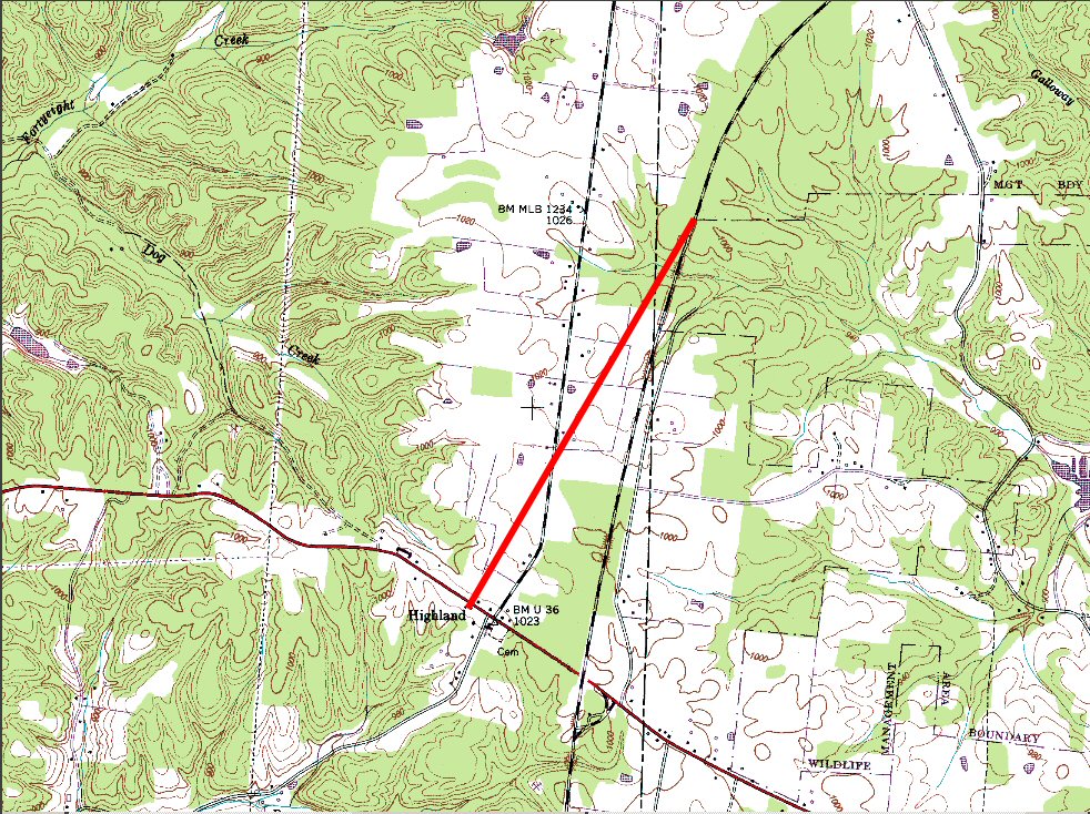 Map of path of tornado damage