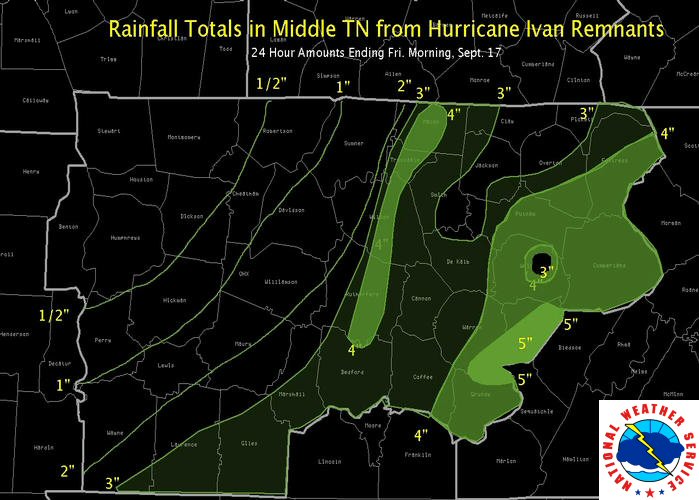 Rainfall Totals from Ivan