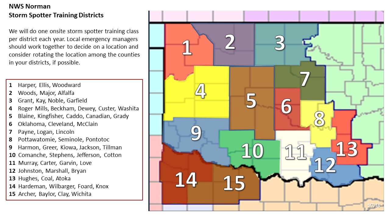 NWS Norman Storm Spotter Training Districts