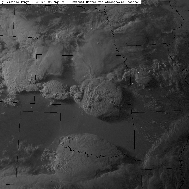 Visible Satellite Image at 7:45 pm CDT on May 24, 1998