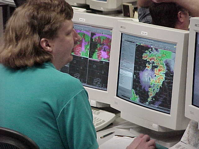 Photo of NWS Norman severe weather operations during the evening of May 3, 1999