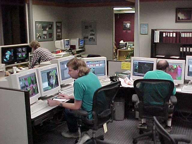 Photo of NWS Norman severe weather operations during the evening of May 3, 1999