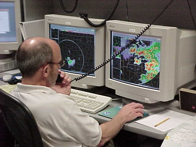 Photo of NWS Norman severe weather operations during the evening of May 3, 1999