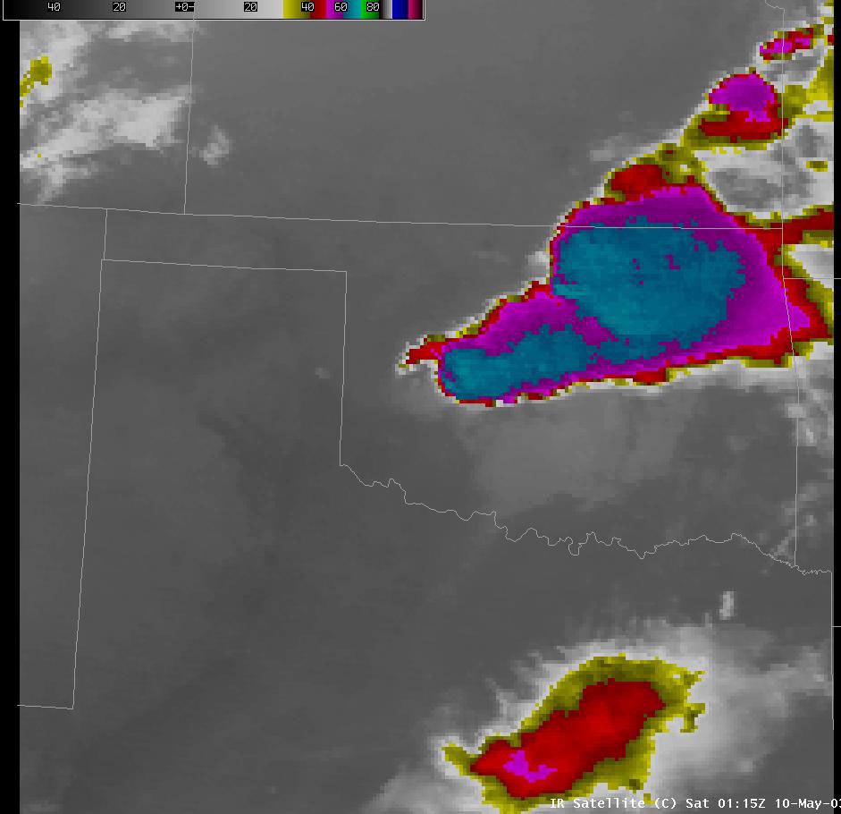 Satellite Image for 8:15 PM CDT, 5/09/2003