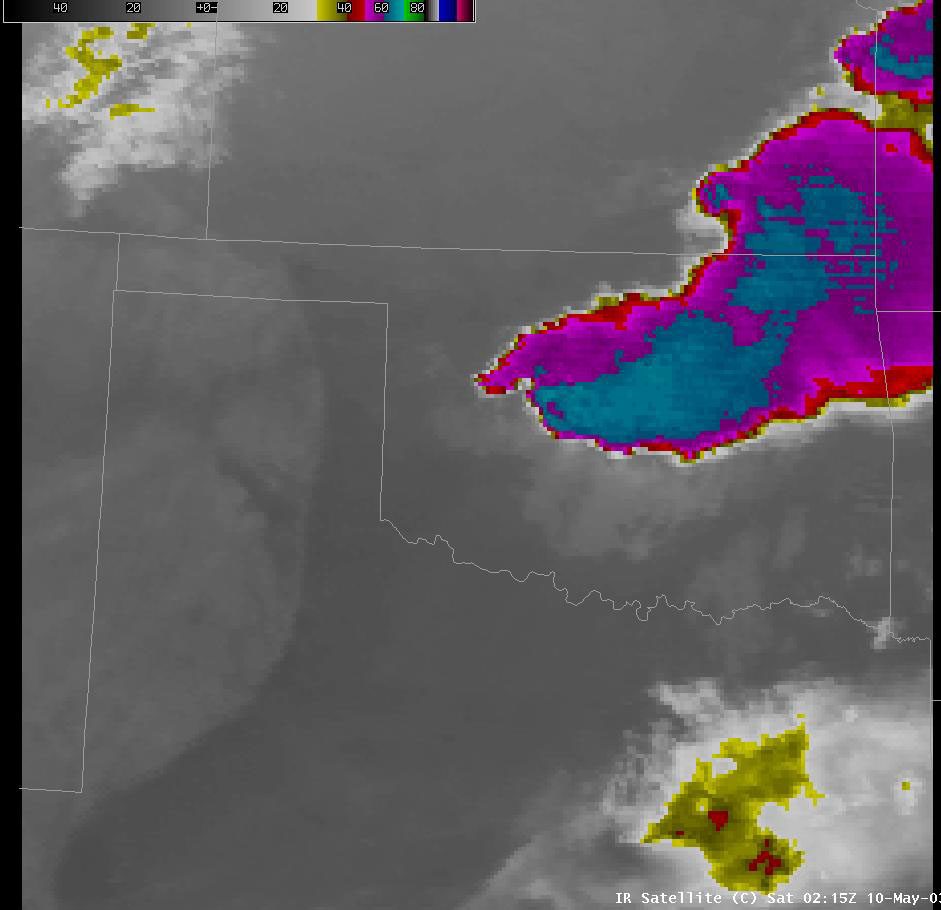 Satellite Image for 9:15 PM CDT, 5/09/2003