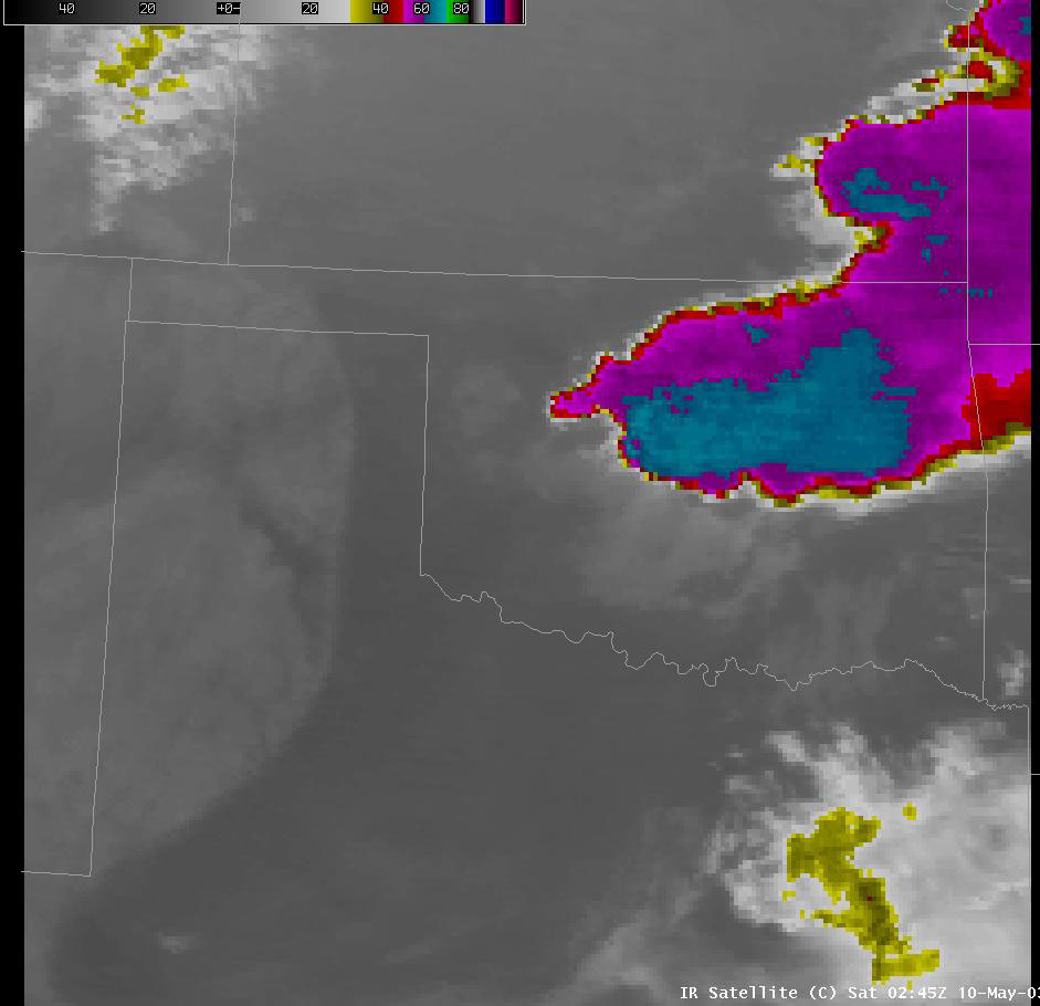 Satellite Image for 9:45 PM CDT, 5/09/2003