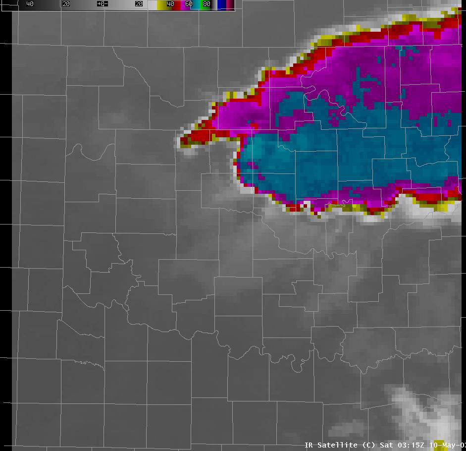 Satellite Image for 10:15 PM CDT, 5/09/2003