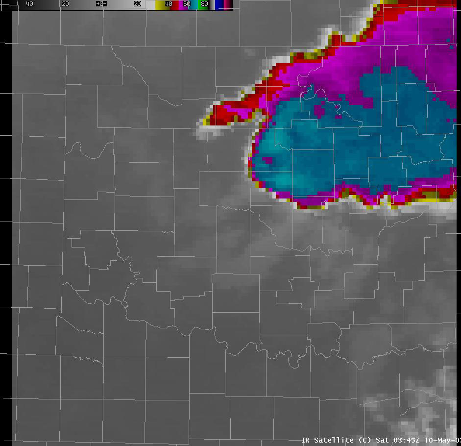 Satellite Image for 10:45 PM CDT, 5/09/2003