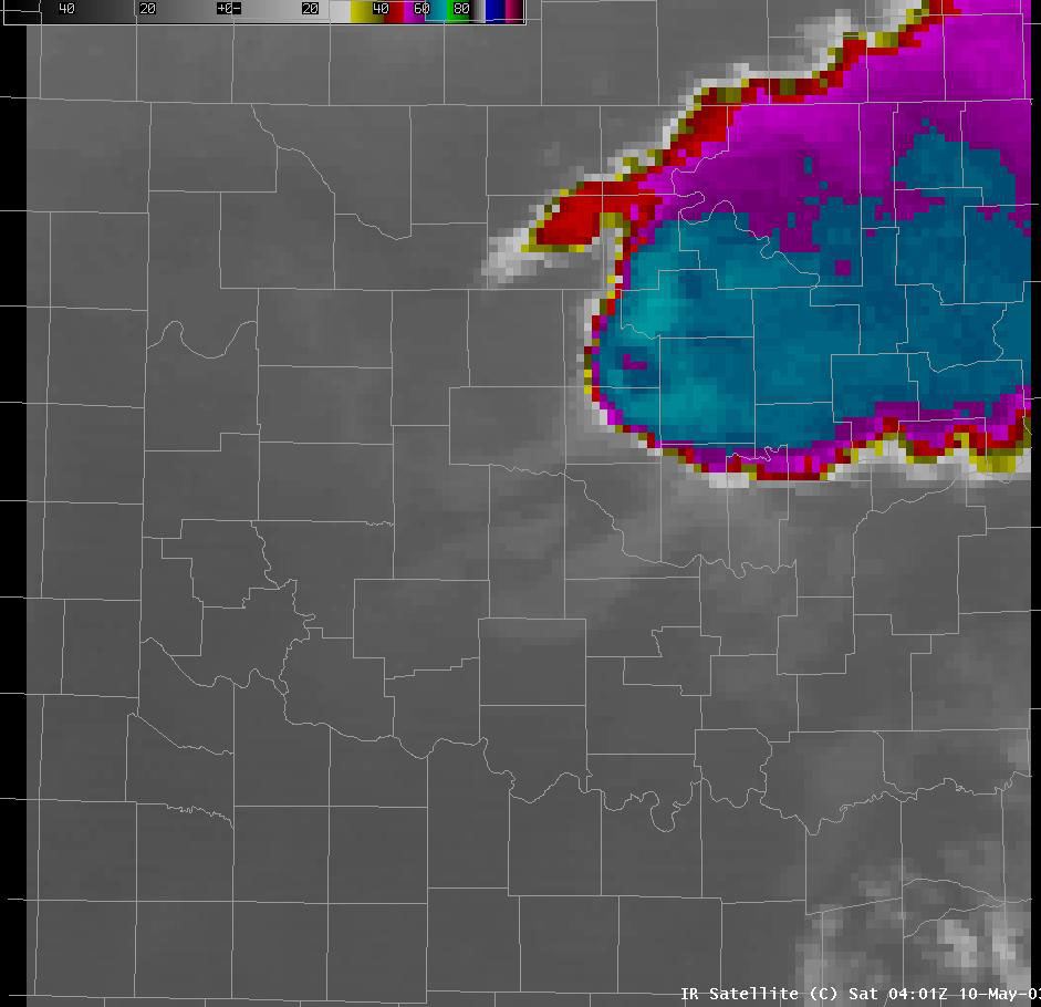 Satellite Image for 11:01 PM CDT, 5/09/2003